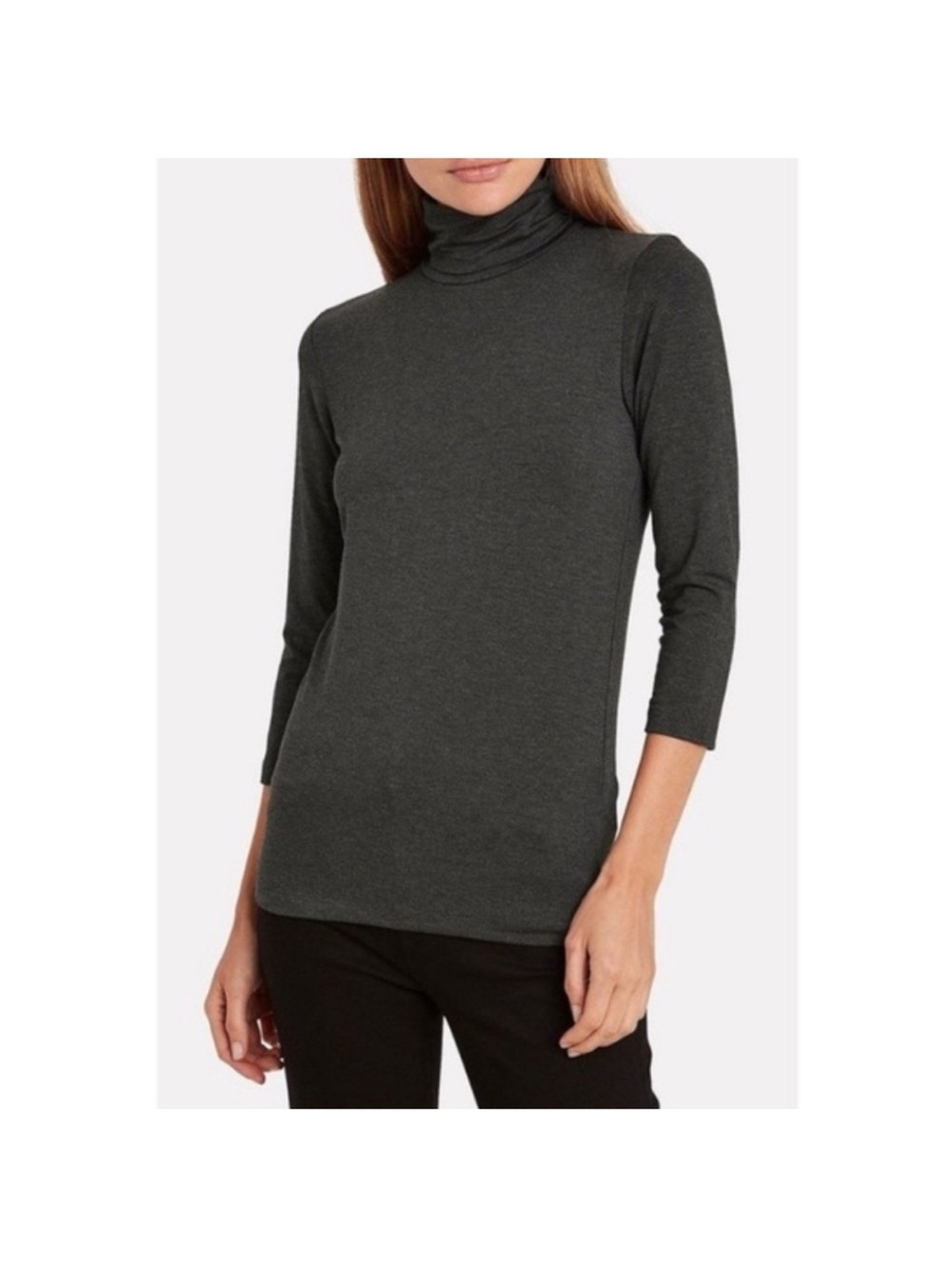 Lagence Aja turtle neck top 3/4 sleeve Dark Heather Grey Size Small Petite NWT - Picture 1 of 9